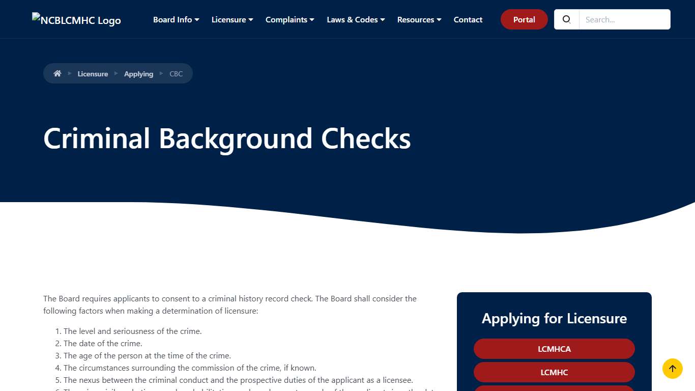 Criminal Background Checks | North Carolina Board of Licensed Clinical Mental Health Counselors